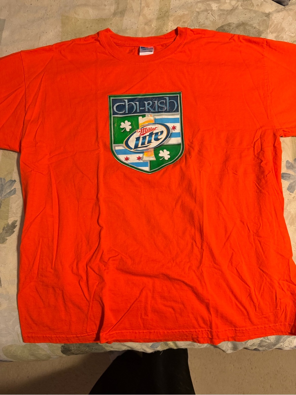 Vintage Miller Lite Chi-Rish Forever Green 2011 Tee XL in Orange